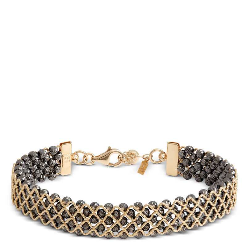 Toscano Woven Lace Bracelet with Black Rhodium Beads, 14K Yellow Gold image number 0