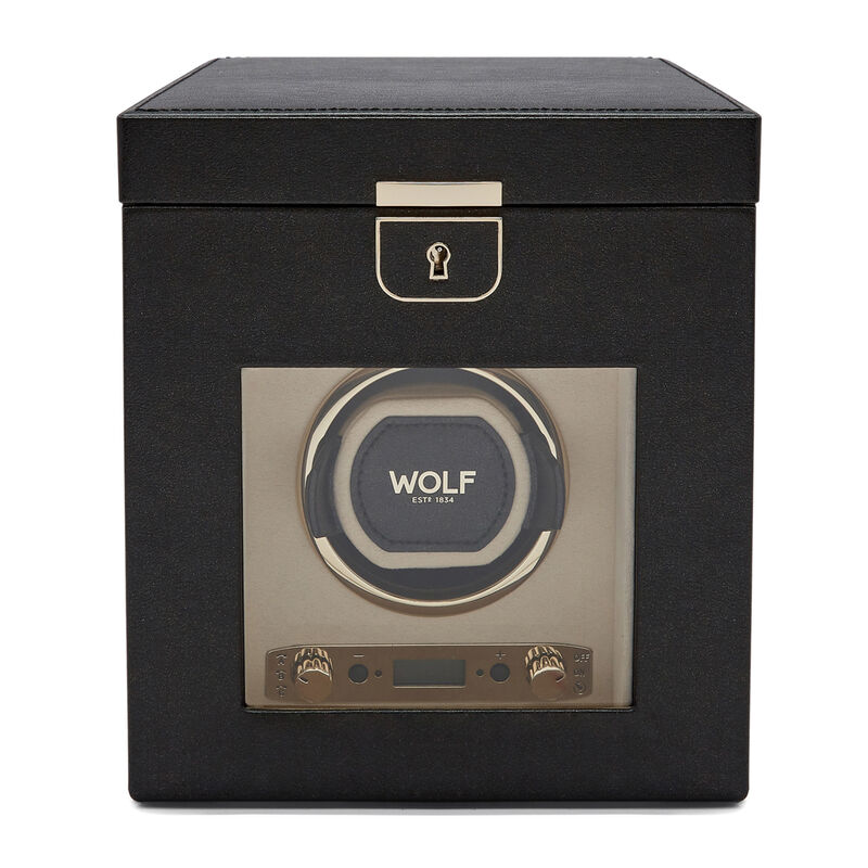 WOLF Palermo Single Watch Winder with Jewelry Storage image number 1