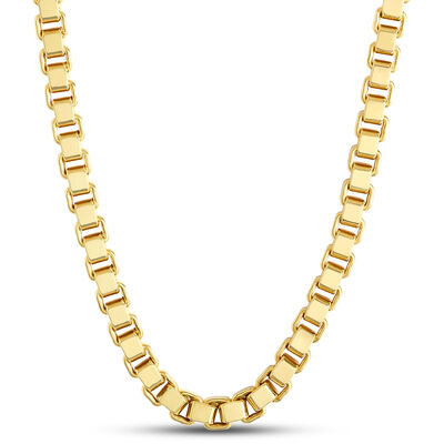 Toscano Square Box Link Necklace, 14K Yellow Gold