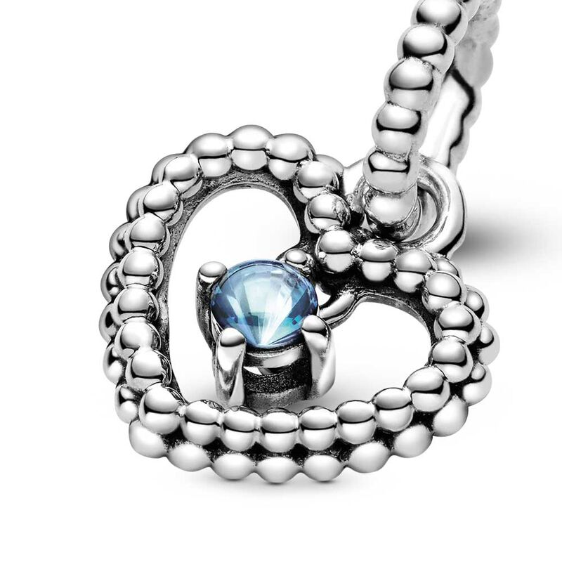 Pandora Aqua Blue Crystal Beaded Heart Dangle Charm image number 4