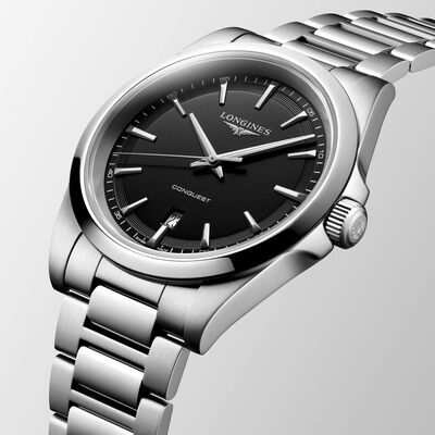 Longines Conquest Black Dial Watch, 41mm