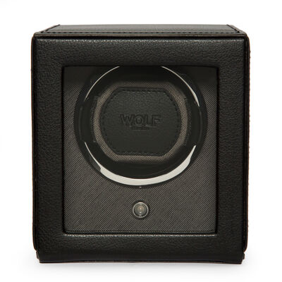 WOLF Cub Single Watch Winder With Cover, Black