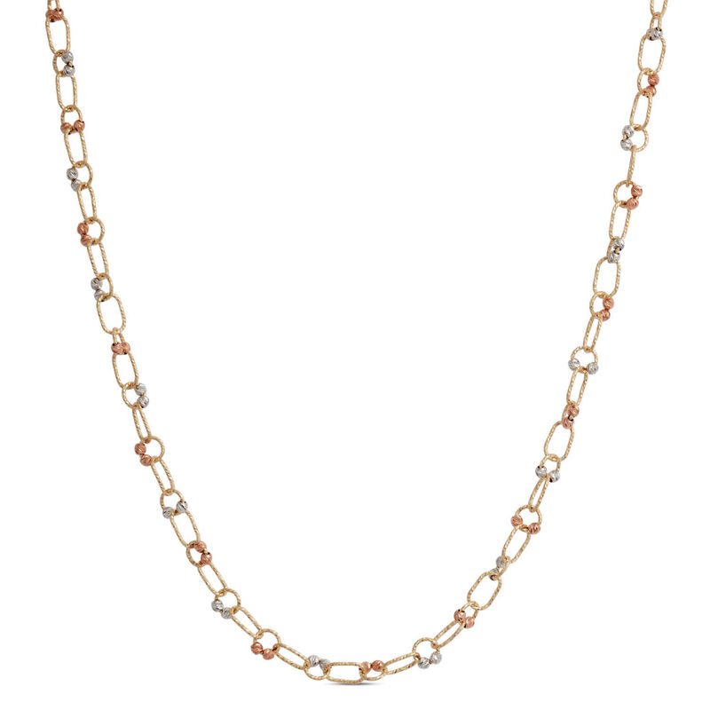 18-Inch Oval Link Diamond Cut Neck Chain, 14K White and Yellow Gold image number 0