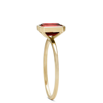 Rectangle Bezel Set Garnet Ring, 14K