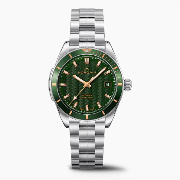 Norqain Adventure Sport Watch Green Dial Stainless Steel Strap, 37mm