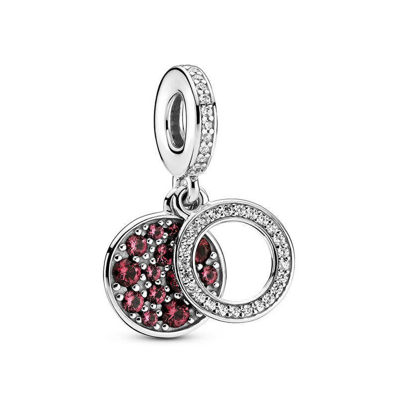 Pandora Sparkling Red Disc CZ Double Dangle Charm image number 1