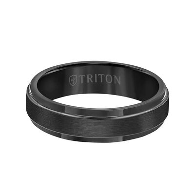 TRITON Contemporary Comfort Fit Satin Finish Band in Black Tungsten, 6 mm
