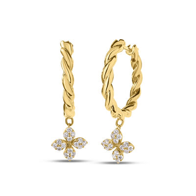 Roberto Coin 18K Yellow Gold Love In Verona Diamond Twist Hoop Earrings