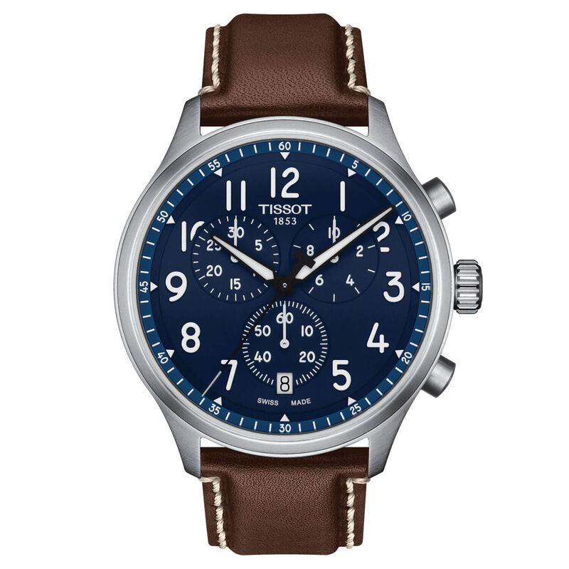 Tissot Chrono XL Vintage Blue Leather Steel Quartz Watch, 45mm image number 1