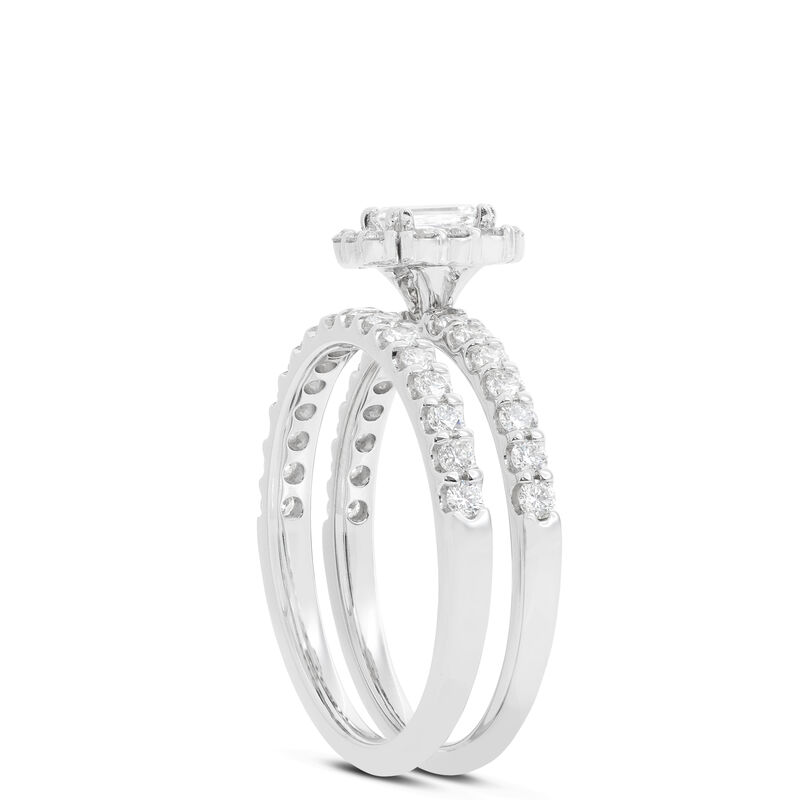 Emerald Cut Diamond Bridal Set, 14K White Gold image number 1
