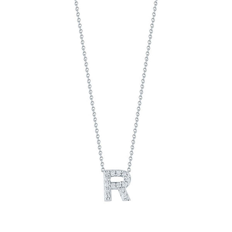 Roberto Coin Tiny Treasures Diamond Initial Pendant 18K Letter 'R' image number 1