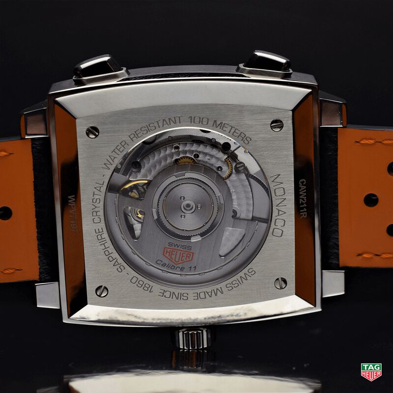TAG Heuer Monaco Gulf Calibre 11 Automatic Mens Blue Leather Chronograph Watch image number 3