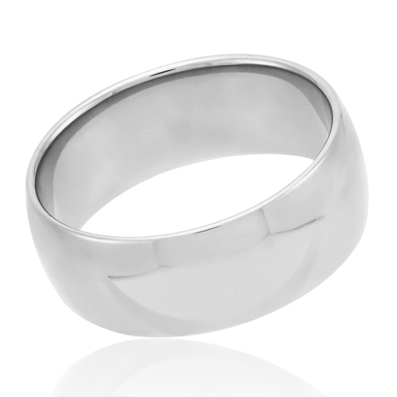White Gold Polished Rounded Comfort Fit 8mm Band 18K image number 0