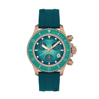 TISSOT Seastar Turquoise Dial Watch, 38mm