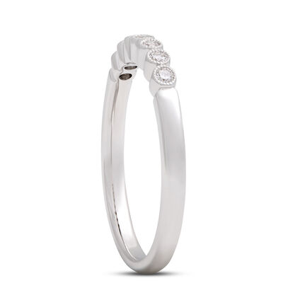 Classic Round Diamond Band with Milgrain Bezels, 1/10 Total Carat Weight, 14K White Gold