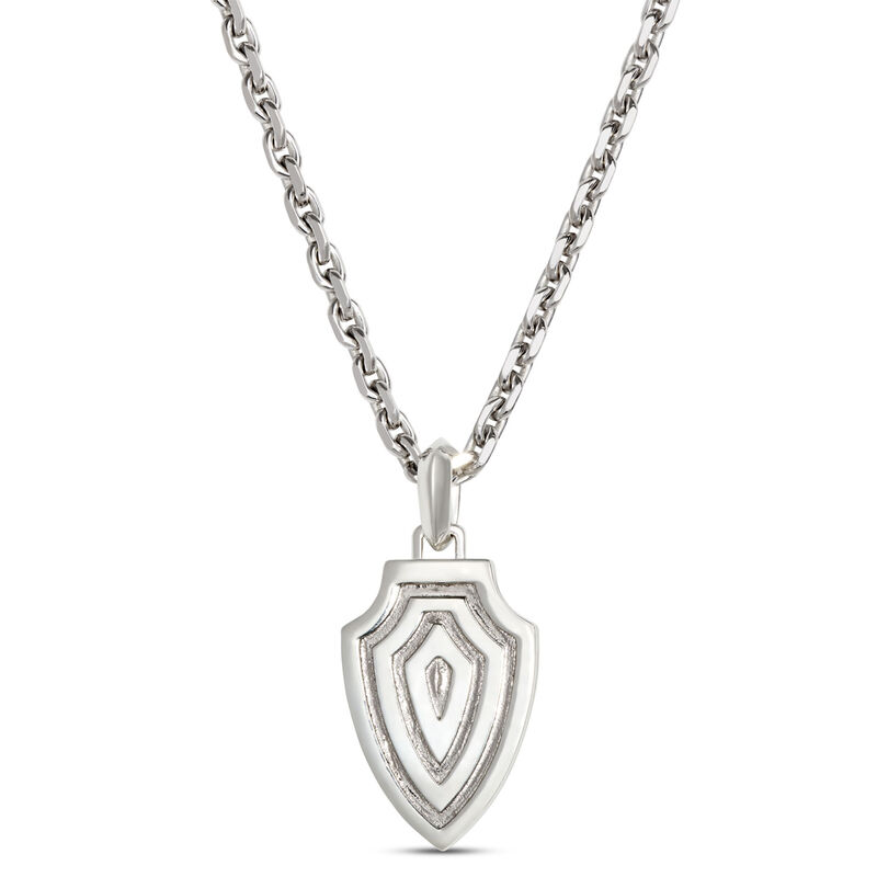 Lapis and Blue Sapphire Shield Necklace, Sterling Silver image number 2