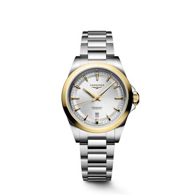 Longines Conquest Silver Dial Watch, 30mm