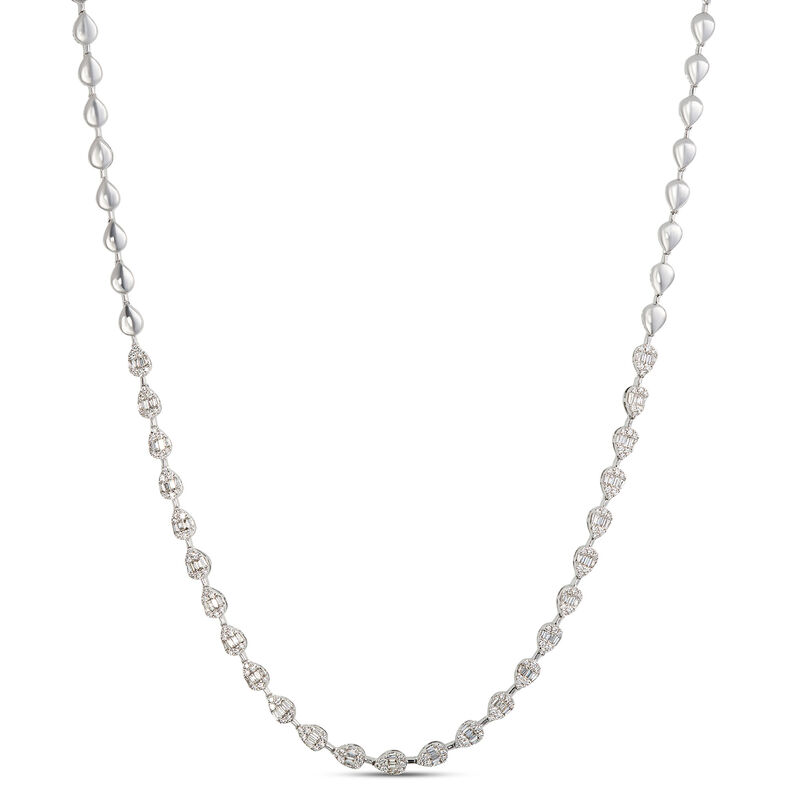 Pear Shaped Diamond Necklace, 2 &frac12; Total Carat Weight, 14K White Gold image number 1
