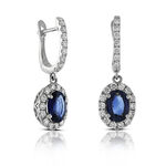 Sapphire & Diamond Dangle Earrings 14K