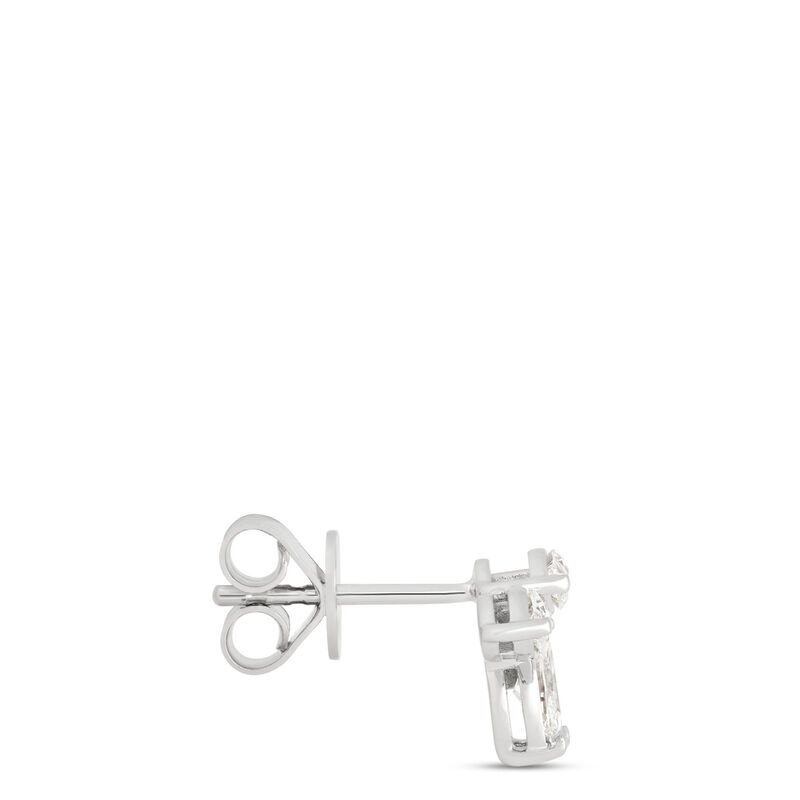 Flower Shaped Studs with Marquise Diamonds, 1 &frac14; Total Weight, 14K White Gold image number 1