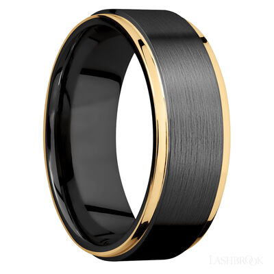 Zirconium with Satin , Polish Finish and 14K Yellow Gold Inlay