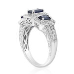 Sapphire & Diamond 3-Stone Ring 14K