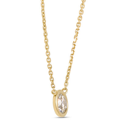 Classic Bezel Set Round Diamond Pendant, ⅓ Carat, 18K Yellow Gold