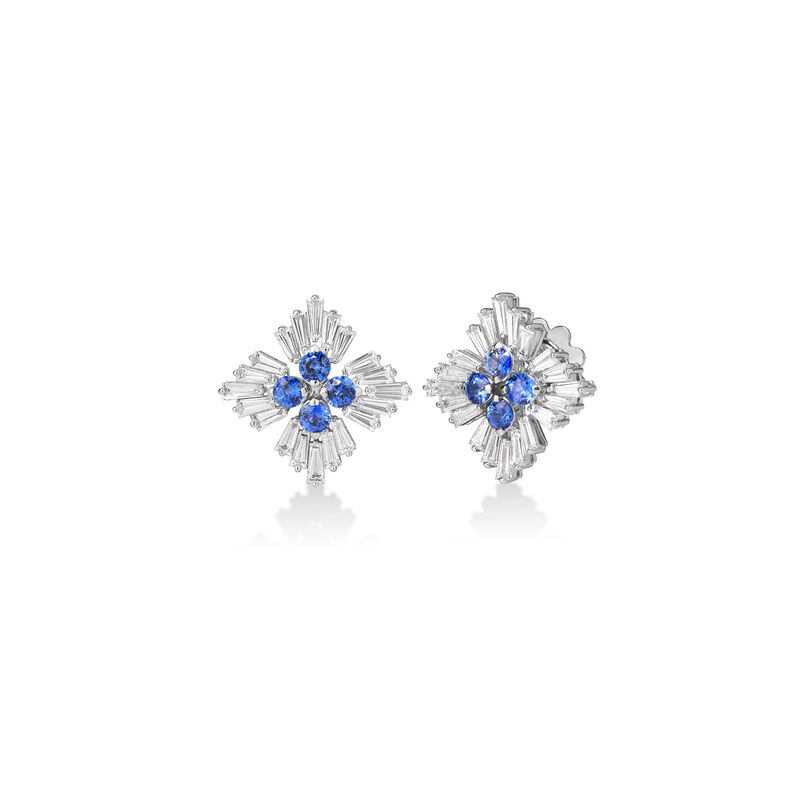 Roberto Coin 18k White Gold Diamond Princess Luce Flower Stud Earrings image number 0