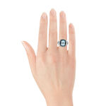 Cushion Blue Topaz & Diamond Ring 14K