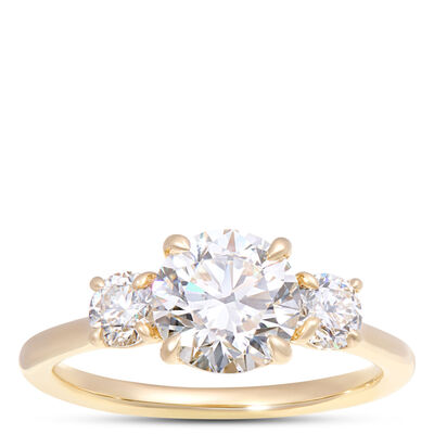 Classic Round Diamond Engagement Ring, 2 Carat Total Weight  18K Yellow Gold