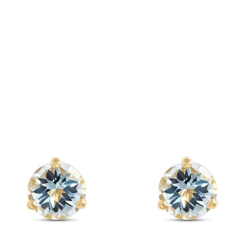 Classic Round Aquamarine Studs, 14K Yellow Gold image number 0