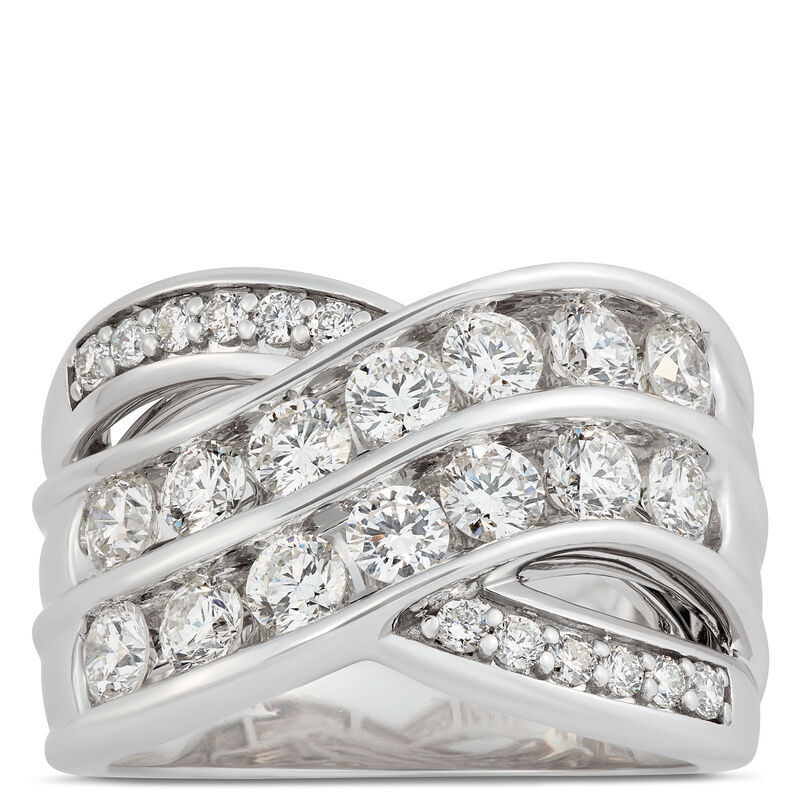 Double Crossover Diamond Ring in 14K White Gold image number 0