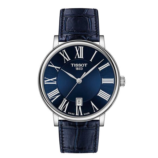 Tissot Carson Premium Blue Dial Leather Quartz Watch, 40mm