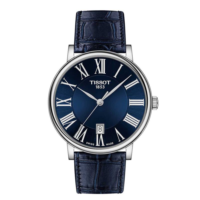 Tissot Carson Premium Blue Dial Leather Quartz Watch, 40mm image number 1