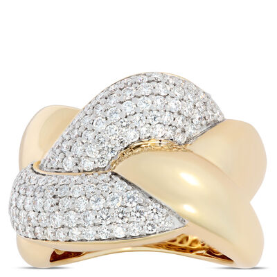 Intertwined Diamond Cluster Ring, 14K Yellow Gold Size 5