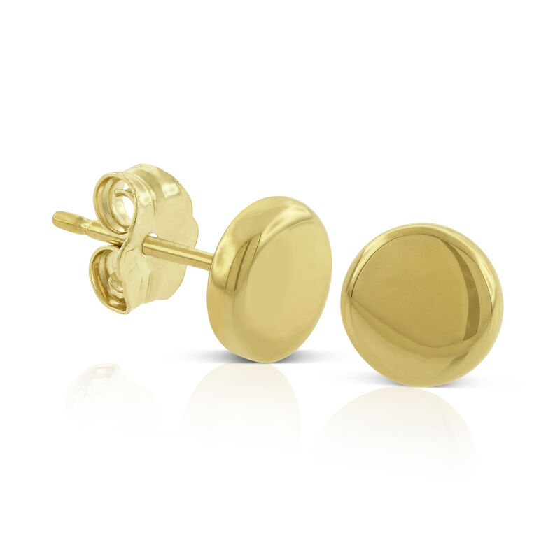 Flat Round Stud Earrings, 14K Yellow Gold image number 1