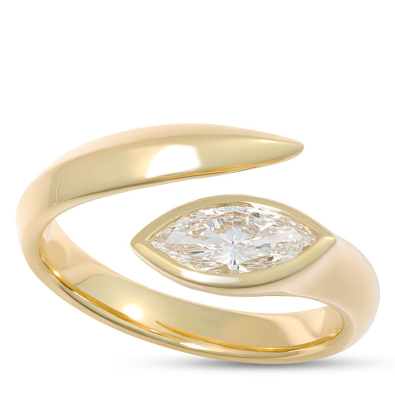 Marquise Diamond Bypass Ring, 14k Yellow Gold Size 6.5 image number 0
