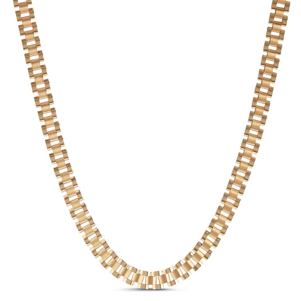Toscano Satin Polished Link Neck Chain, 14K Yellow Gold