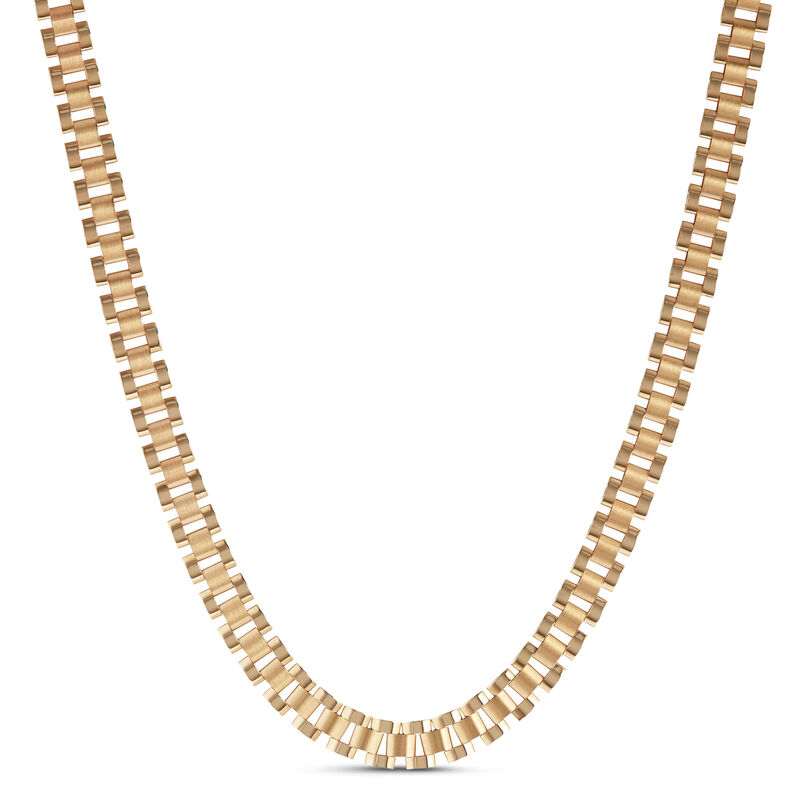 Toscano Satin Polished Link Neck Chain, 14K Yellow Gold image number 0