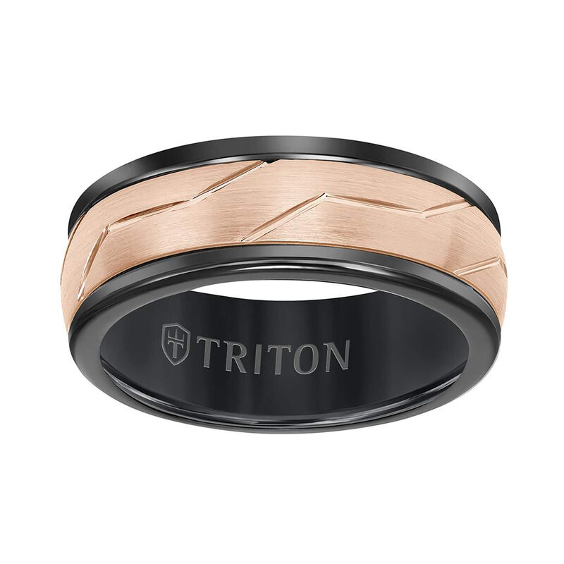 TRITON Woven Finish Round Edge Contemporary Tungsten Wedding Band, 8MM image number 1