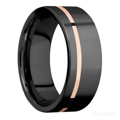 Zirconium with Machine , Machine Finish and 14K Rose Gold Inlay