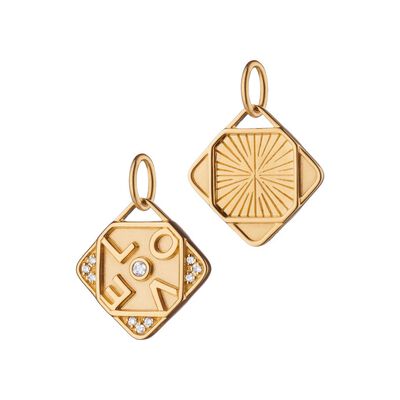 Monica Rich Kosann Mini "Love" Charm with Diamonds, 18K Yellow Gold