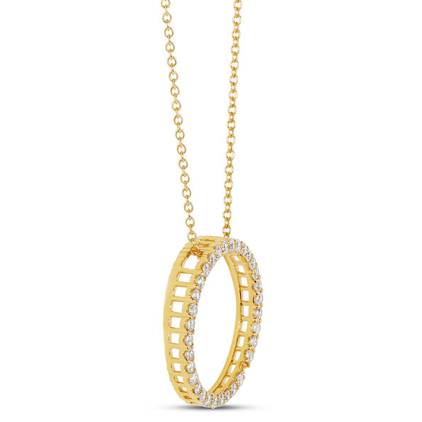 Circle Diamond Pendant Necklace, 14K Yellow Gold
