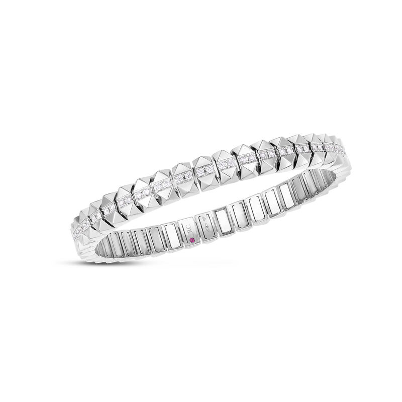 Roberto Coin 18K White Gold Obelisco Diamond Flexible Bangle image number 0