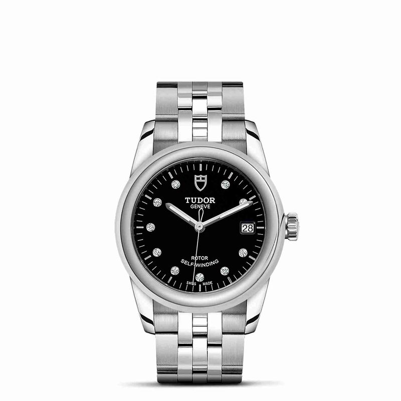 TUDOR Glamour Date Watch Steel Case Black Dial Steel Bracelet, 36mm image number 0
