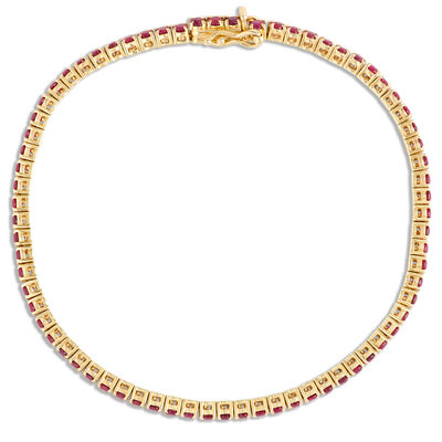 Classic Ruby Tennis Bracelet, 14K Yellow Gold