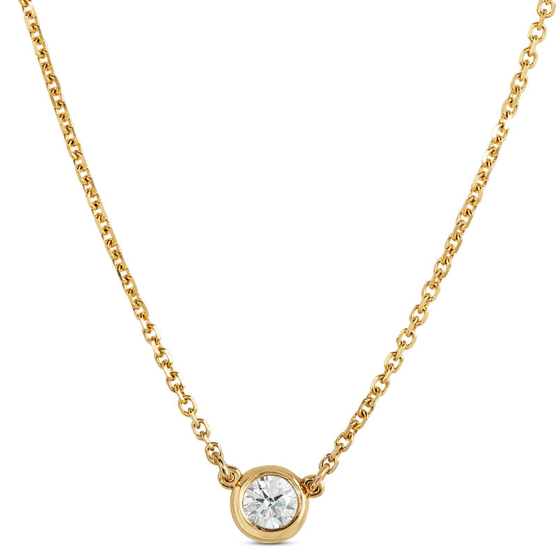 Bezel Set Diamond Pendant Necklace, 14K Yellow Gold image number 1