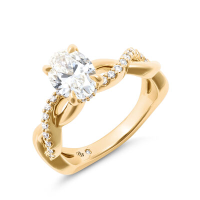 Bella Ponte Oval Diamond Engagement Ring, 18K Yellow Gold