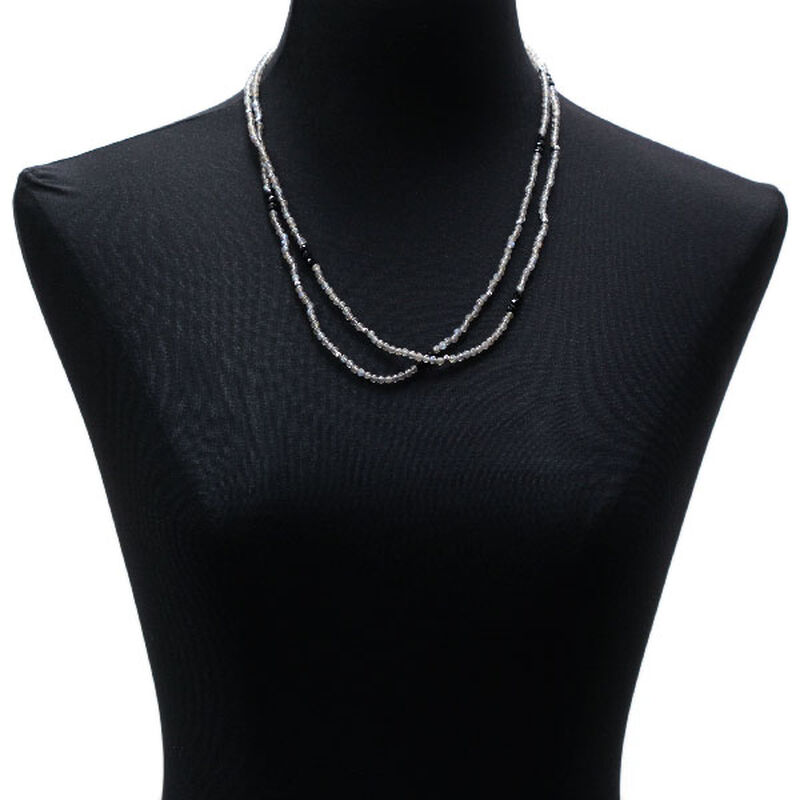 Lisa Bridge Labradorite & Black Onyx Beaded Necklace, 46" image number 2