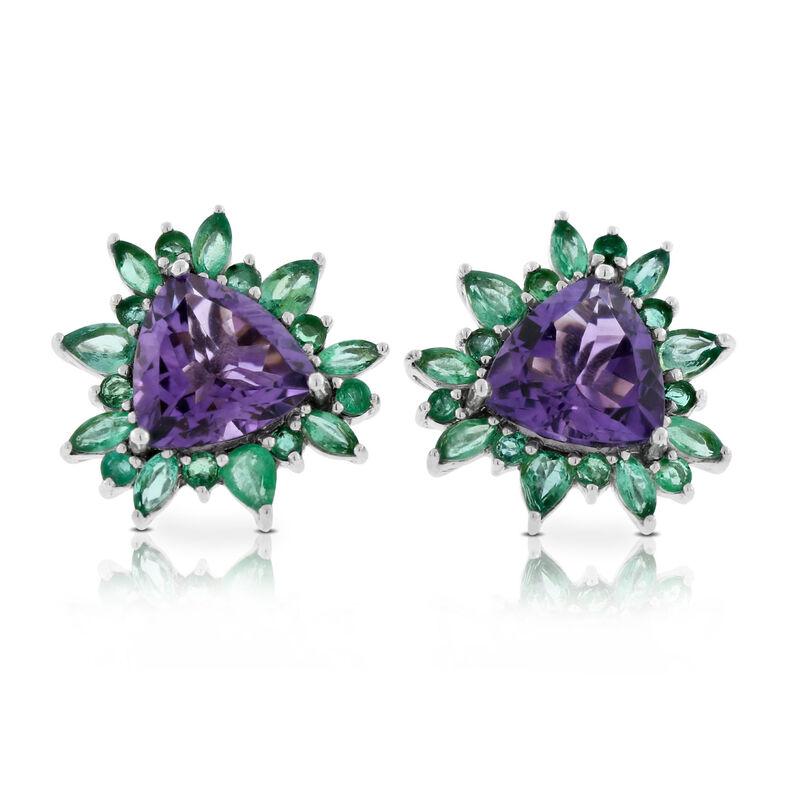 Lisa Bridge Amethyst & Emerald Earrings image number 1